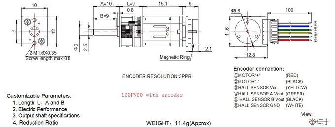 De slimme Codeur van de Robot Servomotor, 12mm N20 gelijkstroom Toestelmotor met Codeur